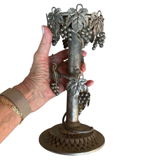 Vintage Spiral Grapevine Silver Tone Candle Holder - Picture 6 of 7
